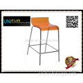 Fashion yellow height backless arcylic plastic bar stool with square base